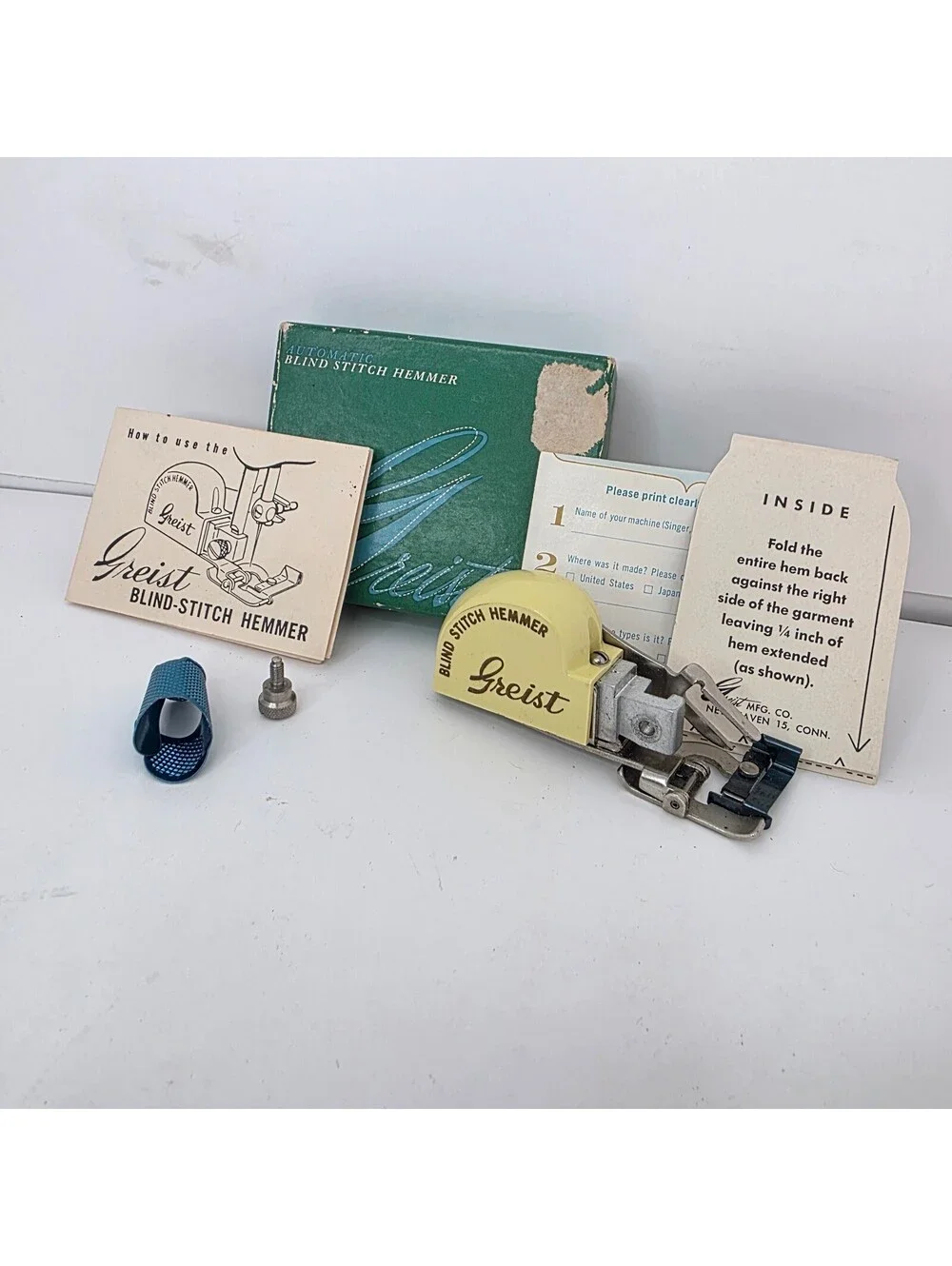 VTG Greist Automatic Blind Stitch Hemmer Sewing Machine Attachine Style